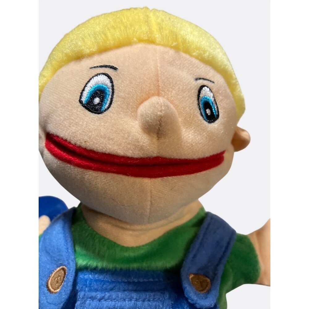 Lakeshore Soft Plush Puppet Doll Blue Overalls 11.5 inches - Picture 3 of 8